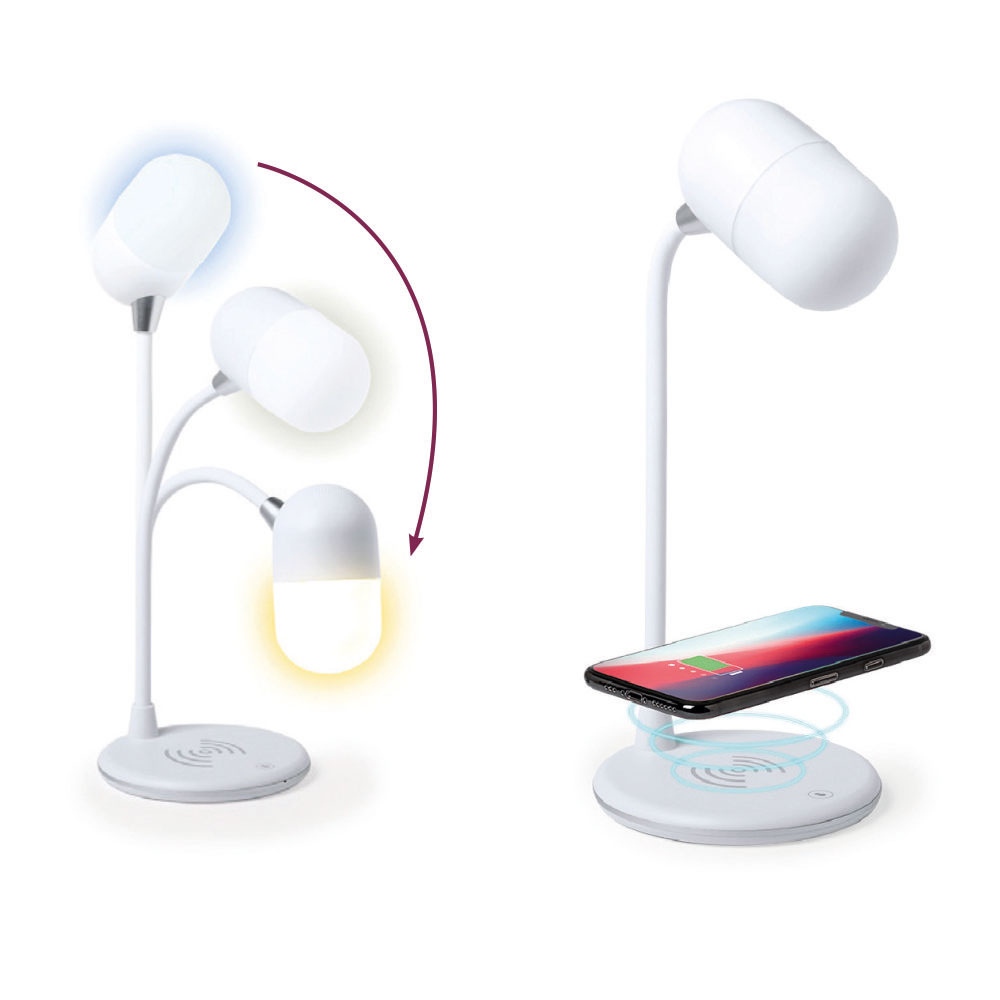 BORÇKA BEYAZ BLUETOOTH HOPARLÖR & WİRELESS SARJ MASA LAMBASI