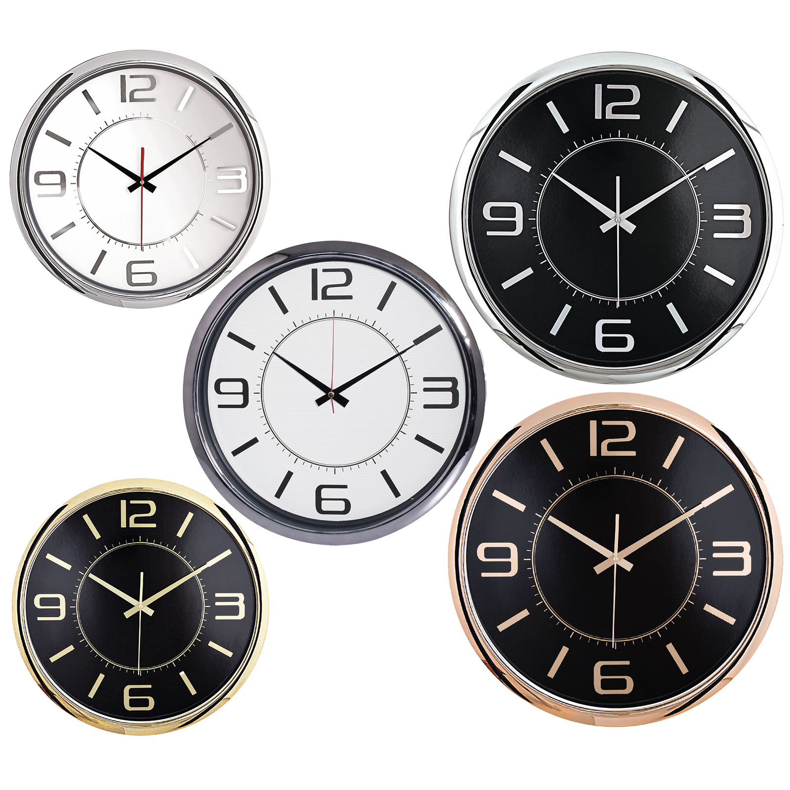 HELLEN404 SİYAH-ALTIN METALİZE ÇERÇEVE DUVAR SAATİ (420 MM)