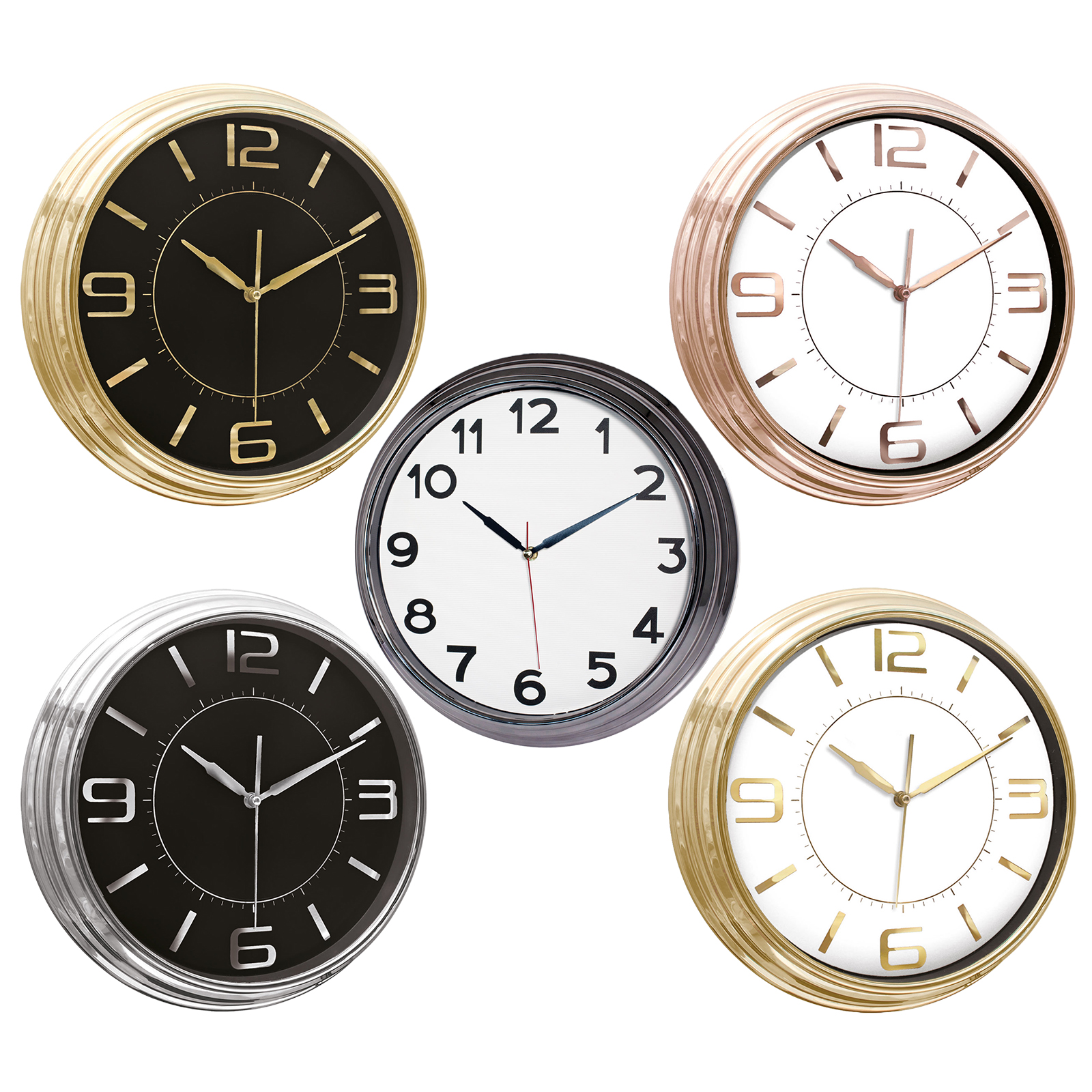 SEZAR401 SİYAH-ALTIN METALİZE ÇERÇEVE DUVAR SAATİ (380 MM)