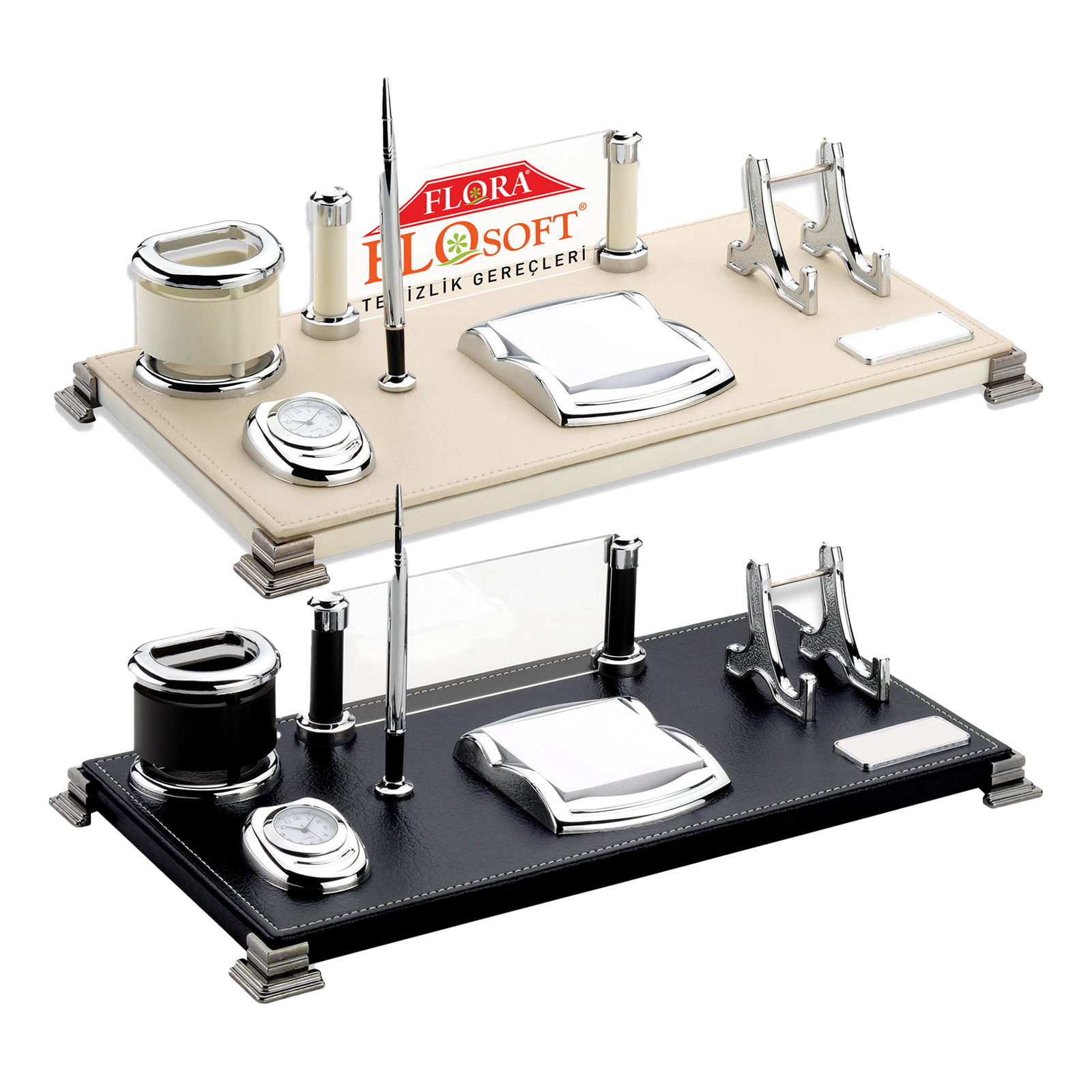 LEFKOŞA SİYAH DERİ MASA SETİ