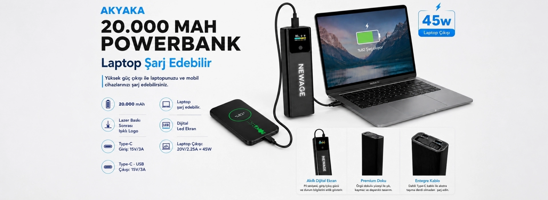 AKYAKA 20.000 MAH POWERBANK