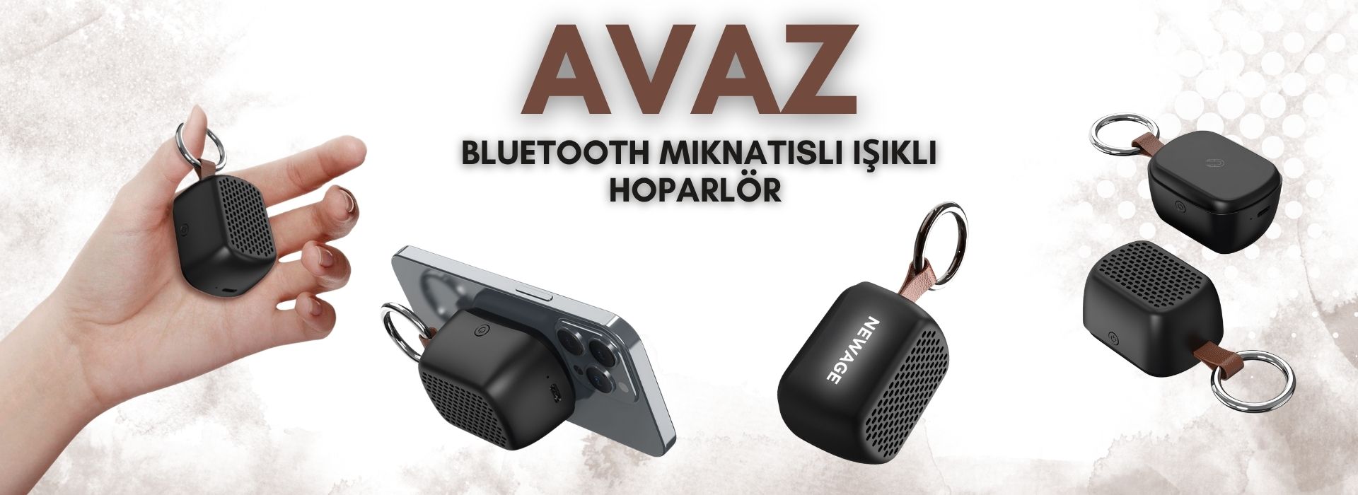 AVAZ SİYAH BLUETOOTH MIKNATISLI IŞIKLI HOPARLÖR