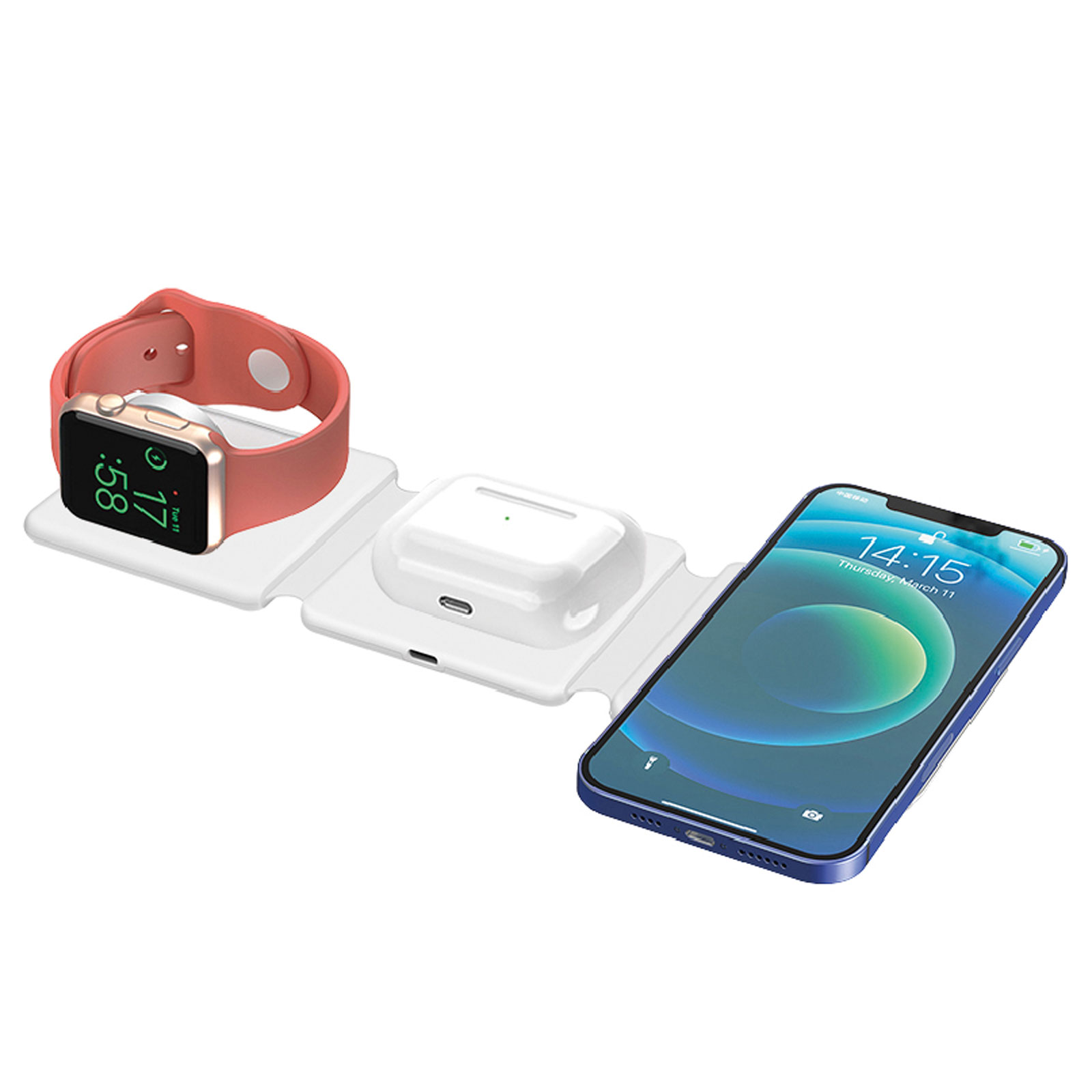 SALKIM BEYAZ 3 LÜ WİRELESS ŞARJ STANDI - Resim 2
