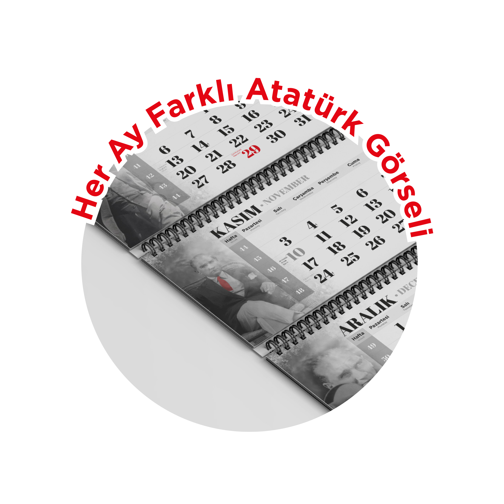 ALA-16 3 PARÇA SPİRALLİ ATATÜRK GEMİCİ TAKVİMİ