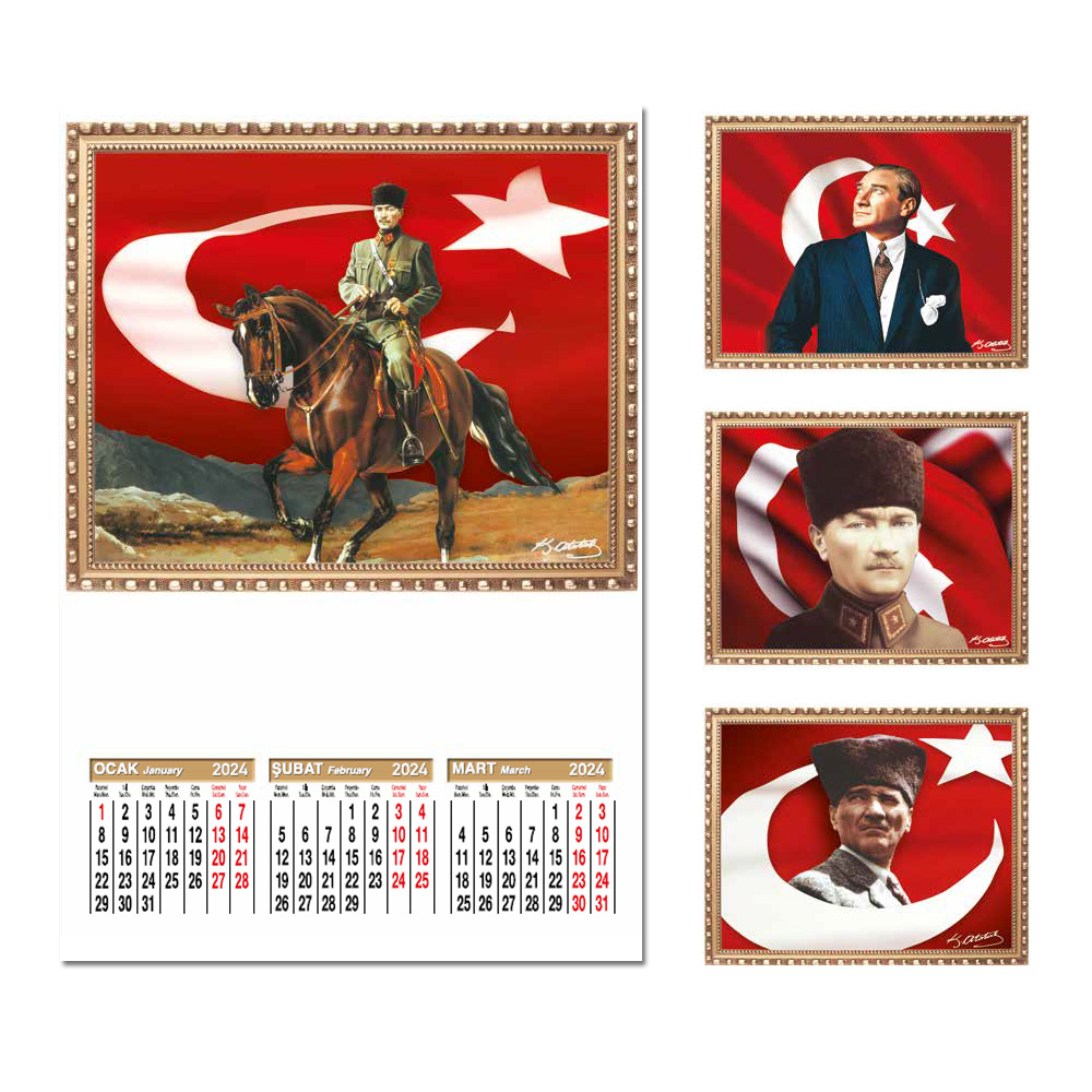 ÖMR401 ÖMR-401 4 YAPRAK KUŞE ATATÜRK TAKVİM