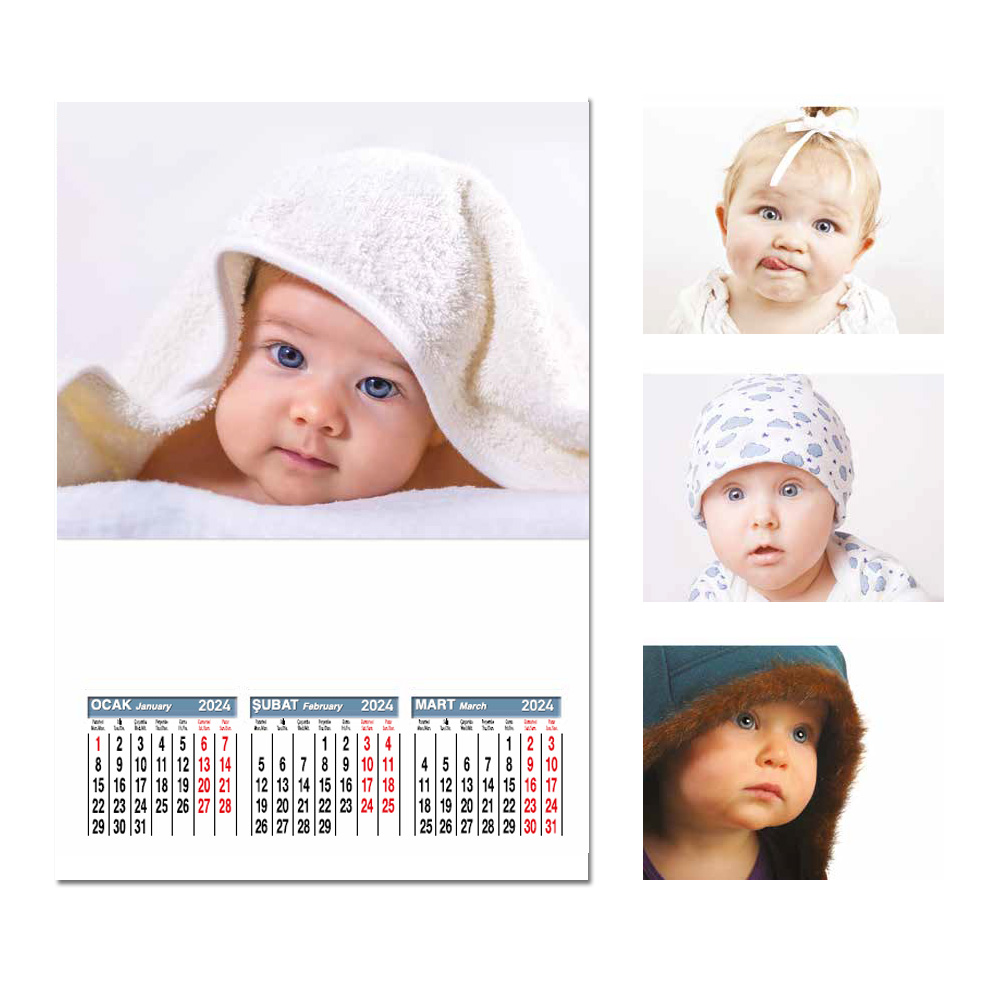 ÖMR402 ÖMR-401 4 YAPRAK KUŞE BEBEK TAKVİM